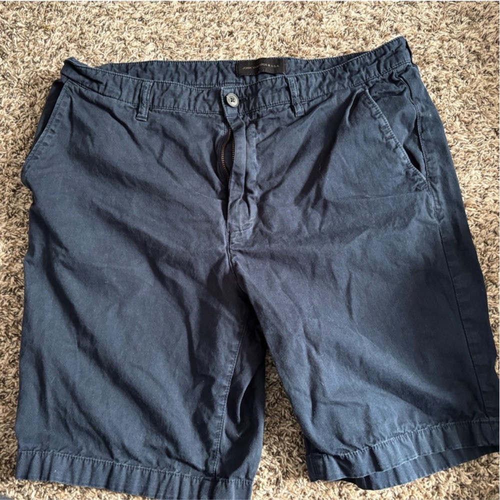 John Varvatos Dark Blue Flat Front Shorts